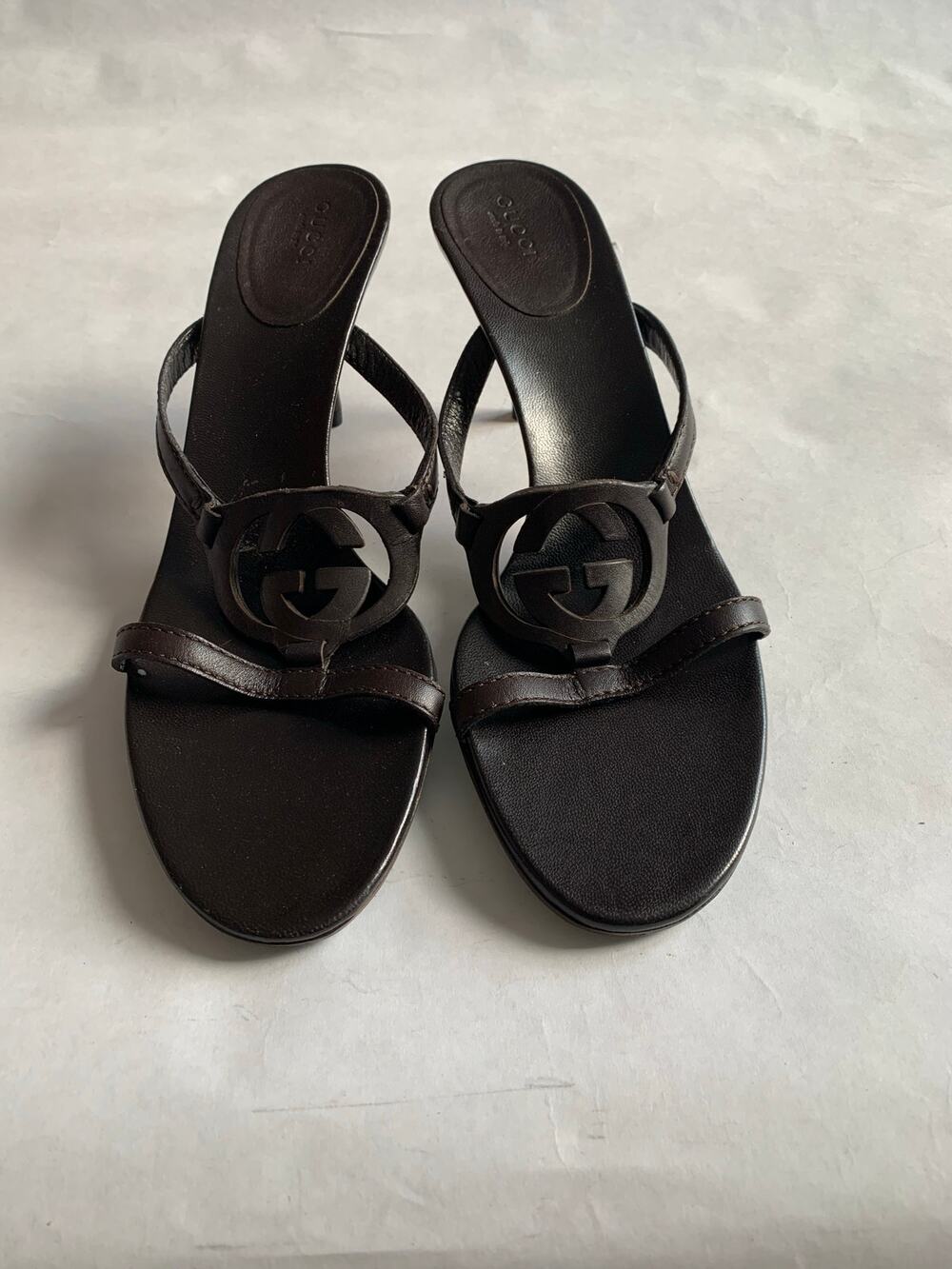 Gucci Chocolate Leather Sandals Size 10B